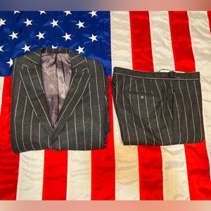 Mens Suitsupply Napoli/Washington 40L 36X34 Charcoal Pinstripe Flannel Suit